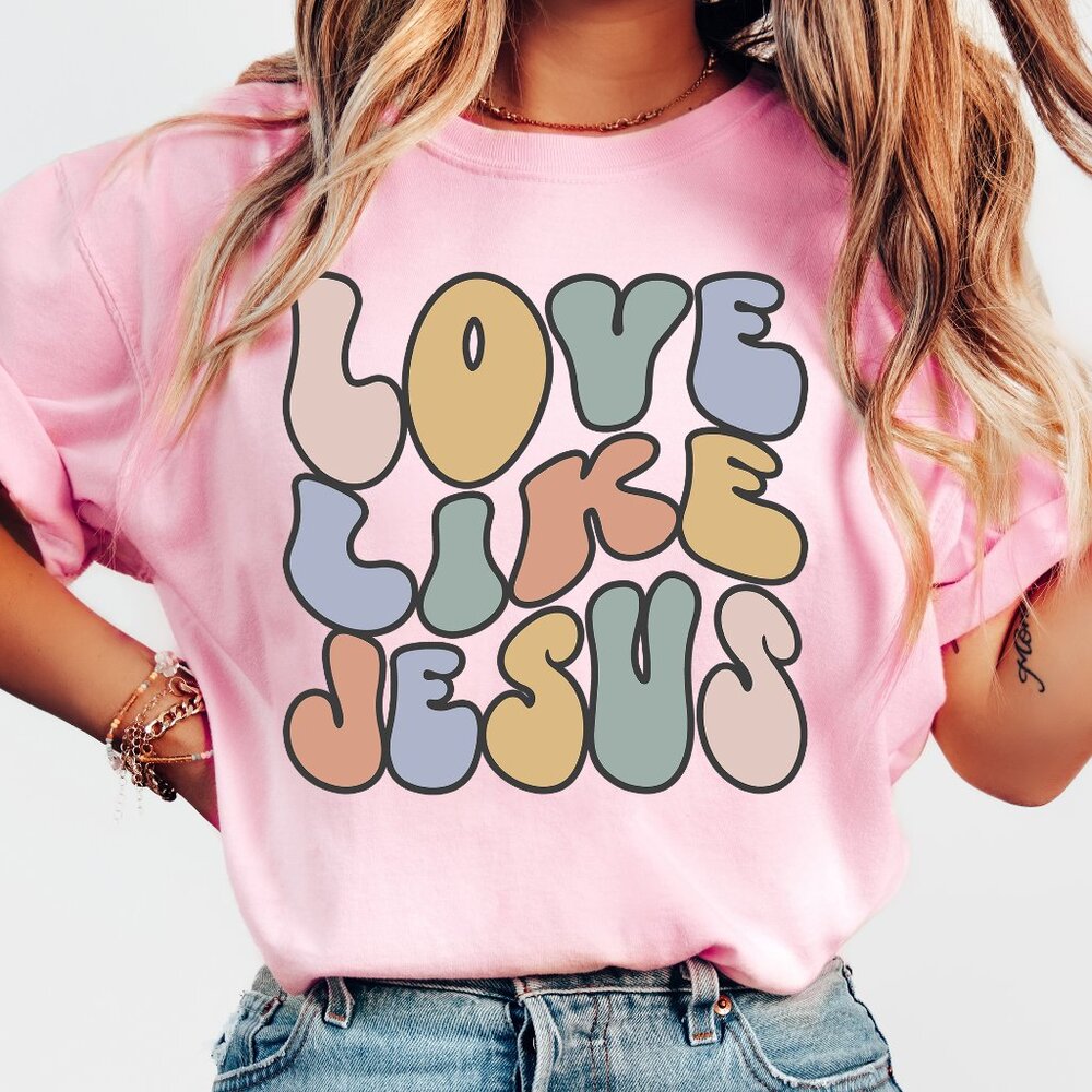 Retro Love Like Jesus Vintage Style Christian Faith Shirt Unisex Handmade